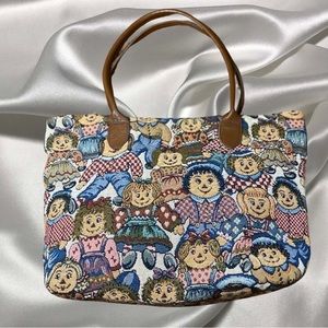 Vintage Tapestry Rag Doll Tote Bag
